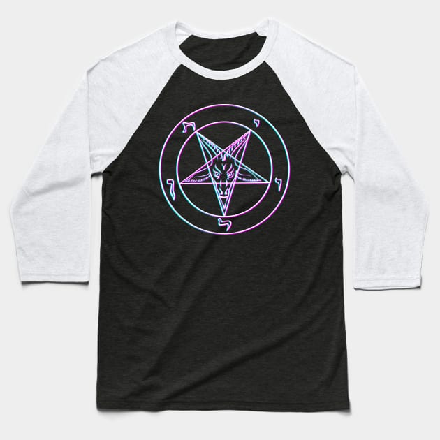 Vaporwave Pentagram Baseball T-Shirt by BlackRavenOath